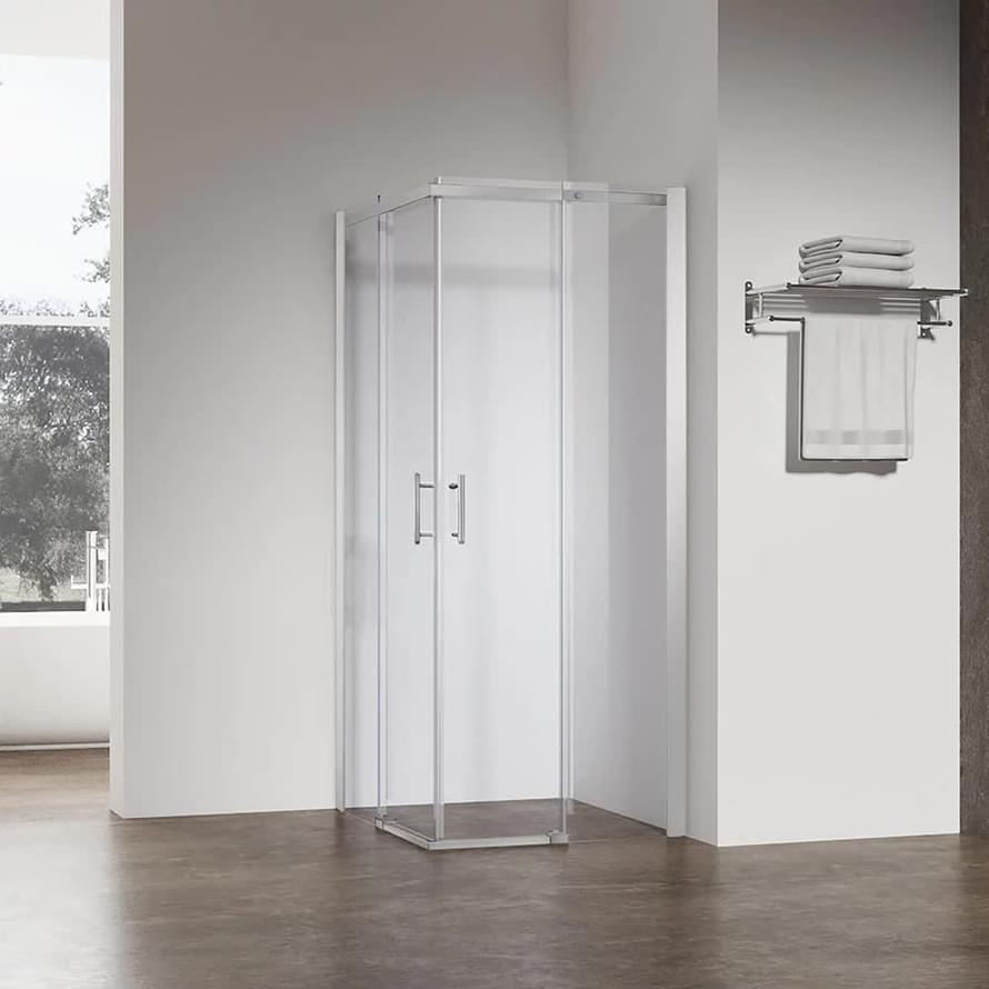 Плитка Veconi Rovigo Душевой угол раздвижной RV-50CH 980-1000x880-900 мм прозрачное стекло 6 мм профиль хром  поверхность глянец