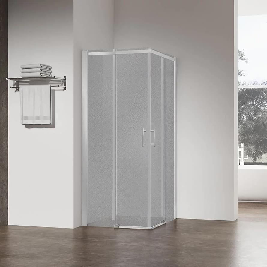 Плитка Veconi Rovigo Душевой угол раздвижной RV-50CH-L Pear 980-1000x880-900 мм левый стекло груша 6 мм профиль хром  поверхность глянец