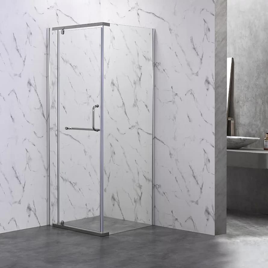 Плитка Veconi Rovigo Душевой угол распашной RV-18 980-1000х980-1000 мм прозрачное стекло 6 мм профиль хром  поверхность глянец