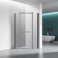 Плитка Veconi Rovigo Душевой угол распашной RV-36GR 880-900х880-900 мм прозрачное стекло 6 мм профиль графит поверхность брашированная