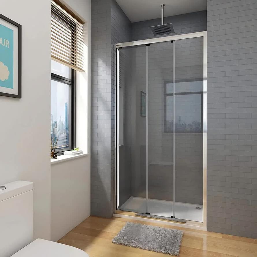 Плитка Veconi Vianno Душевая дверь раздвижная VN-28 870-900x1950 мм прозрачное стекло 5 мм профиль хром  поверхность глянец