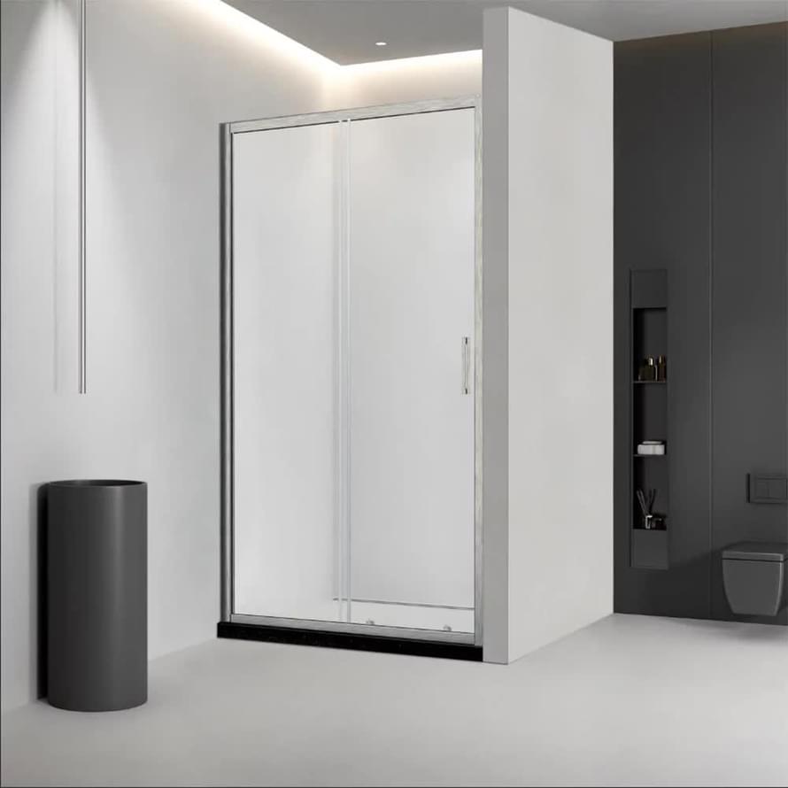 Плитка Veconi Vianno Душевая дверь раздвижная VN-46BC 1390-1430x1950 мм прозрачное стекло 6 мм профиль никель  поверхность брашированная