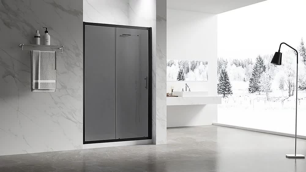 Плитка Veconi Vianno Душевая дверь раздвижная VN-55BT 1390-1430x1950 мм тонированное стекло 6 мм профиль черный матовый  поверхность матовая