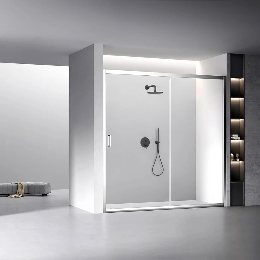 Плитка Veconi Vianno Душевая дверь раздвижная VN-60 1690-1725x1950 мм прозрачное стекло 6 мм профиль хром  поверхность глянец