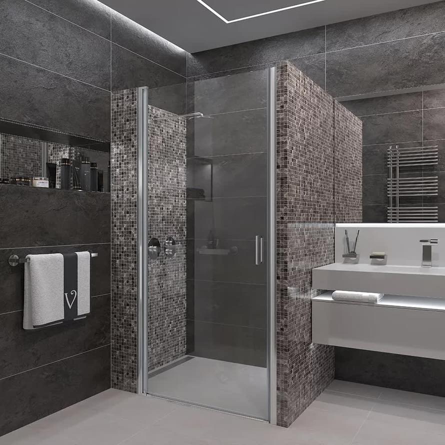 Плитка Veconi Vianno Душевая дверь распашная VN-43 790-830x1950 мм прозрачное стекло 6 мм профиль хром  поверхность глянец