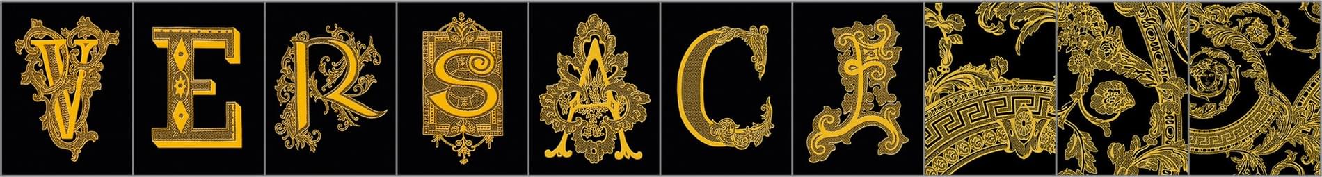 Versace Alphabet Scritta Nera-Oro 14.5x19.4