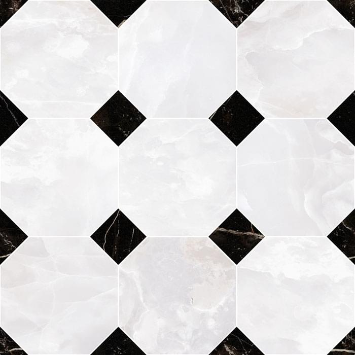 Versace Emote Mosaico Ottagono Onice Bianco-Nero 39x39