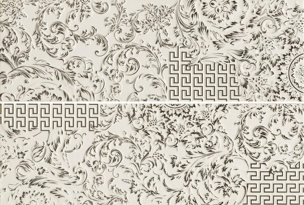 Versace Gold Decori Patchwork Bianco-Platino 25x75