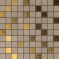 Плитка Versace Gold Mosaico Riga Marrone Oro 25x25 см, поверхность глянец
