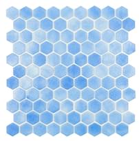 Плитка Vidrepur Antideslizante Hex Niebla Azul Celeste 30.7x31.7 см, поверхность глянец, рельефная