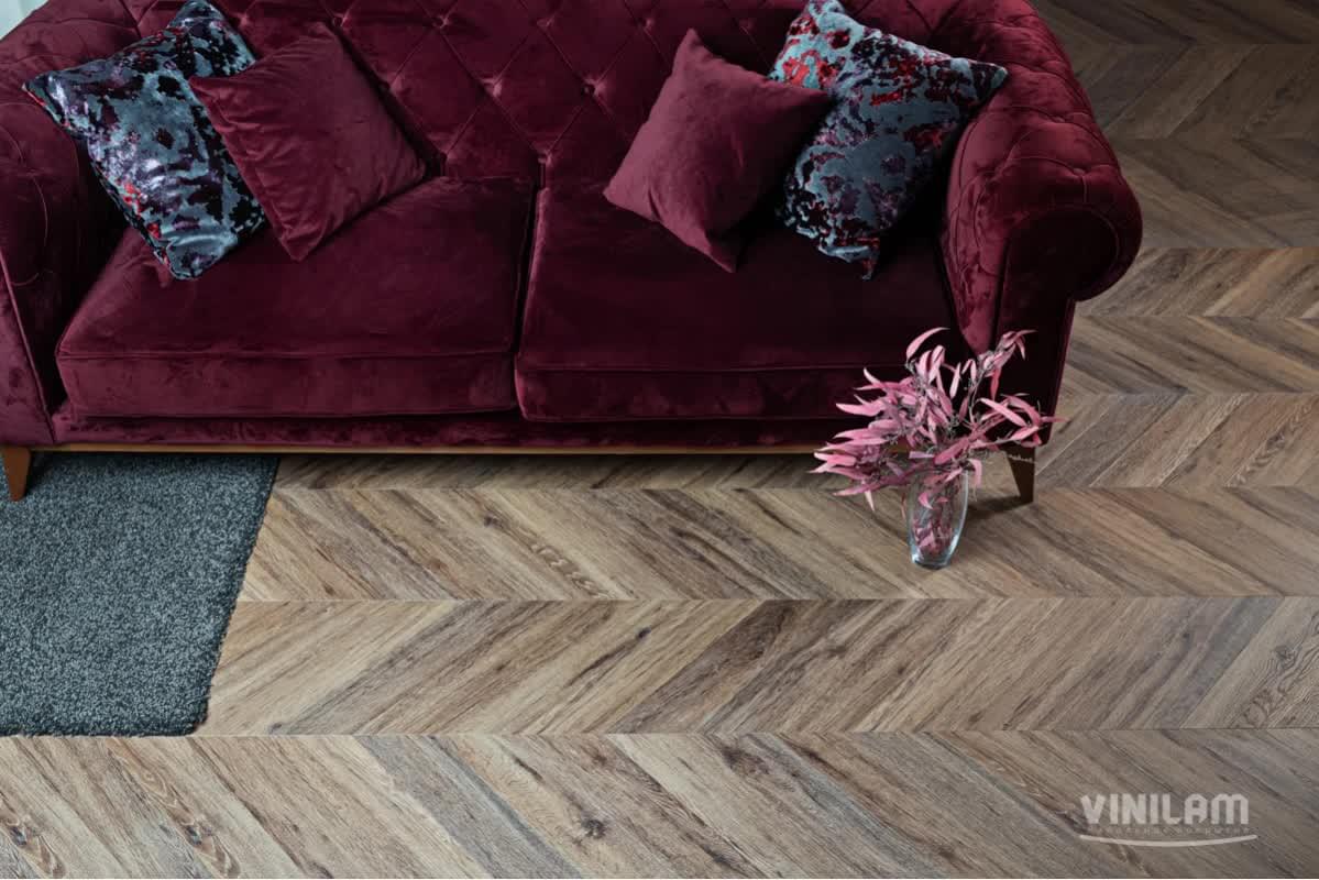 LVT фабрики Vinilam коллекция Parquet Chevron Glue