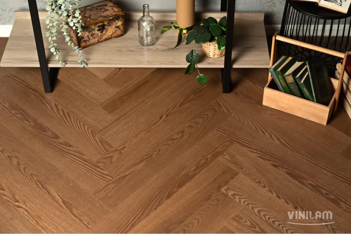 LVT фабрики Vinilam коллекция Parquet Herringbone Glue