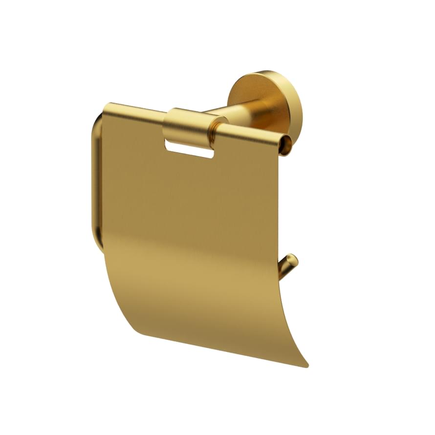 Плитка Whitecross Ergo Держатель для туалетной бумаги ERGO с крышкой золото брашированное  поверхность брашированная