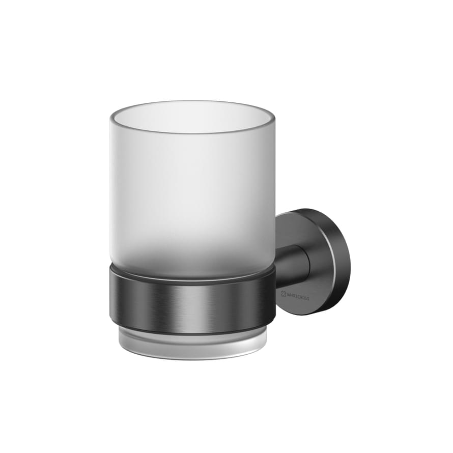 Плитка Whitecross Ergo Стакан ERGO подвесной стекло оружейная сталь  поверхность брашированная