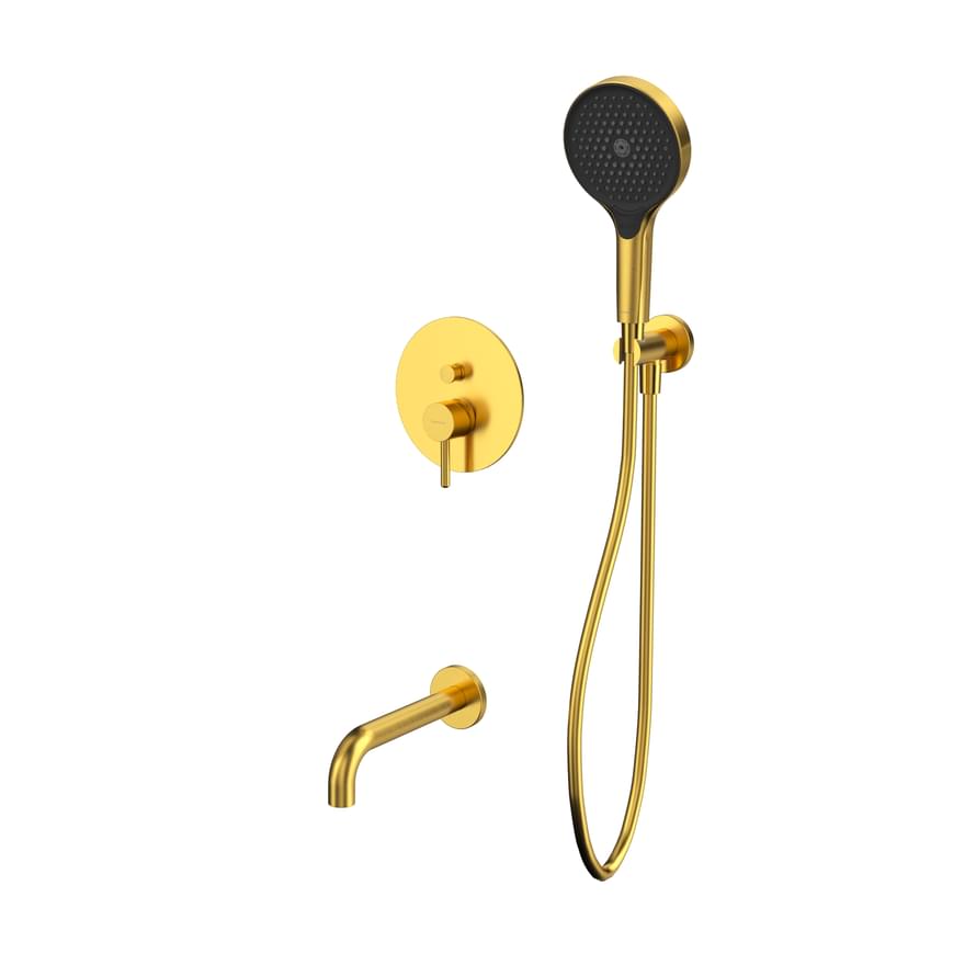 Плитка Whitecross Y Душевая система Y для ванны скрытого монтажа с круглой лейкой золото брашированное  поверхность брашированная