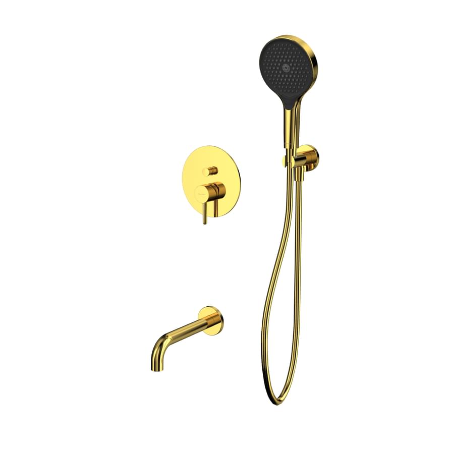Плитка Whitecross Y Душевая система Y для ванны скрытого монтажа с круглой лейкой золото  поверхность глянец
