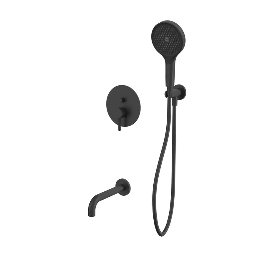 Плитка Whitecross Y Душевая система Y для ванны скрытого монтажа с круглой лейкой черный матовый  поверхность матовая