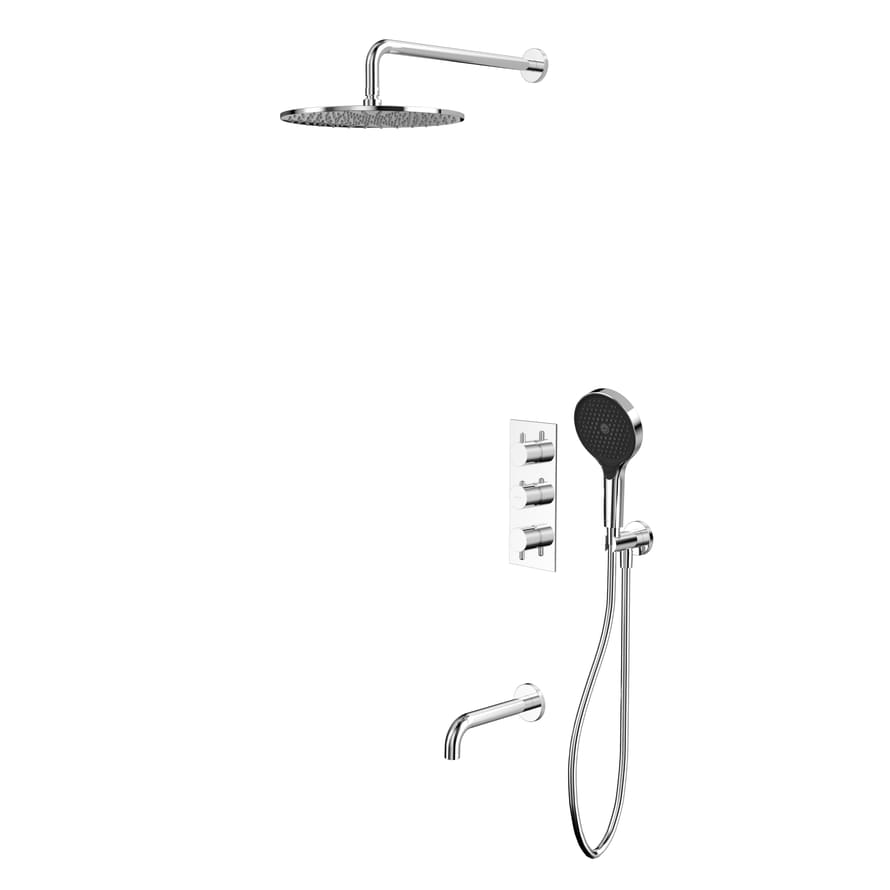 Плитка Whitecross Y Душевая система Y для ванны скрытого монтажа с термостатом верхним душем 300 мм и круглой лейкой хром  поверхность глянец