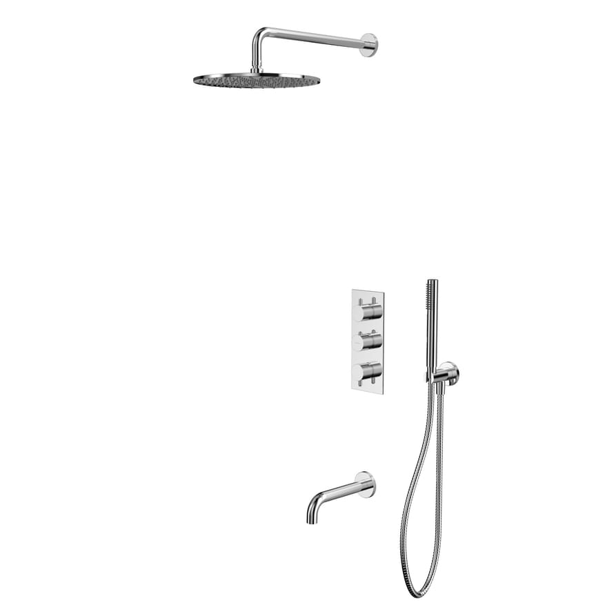Плитка Whitecross Y Душевая система Y для ванны скрытого монтажа с термостатом и верхним душем 300 мм хром  поверхность глянец