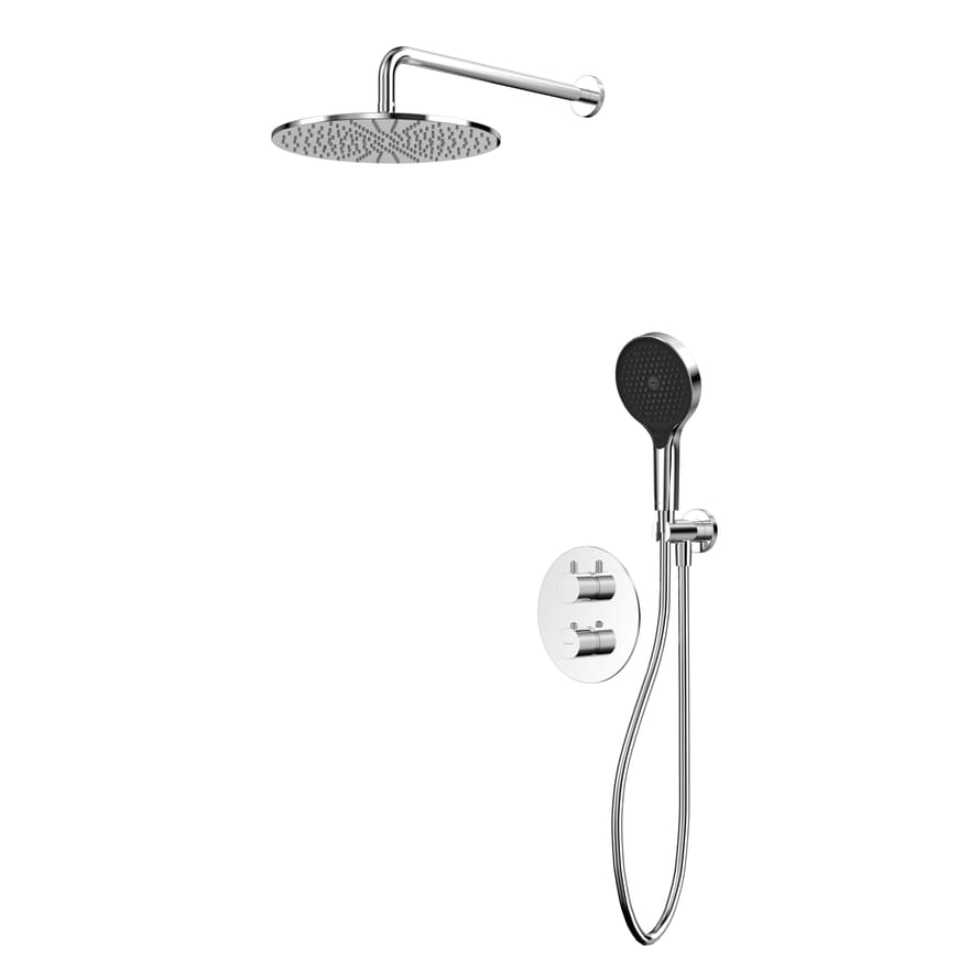 Плитка Whitecross Y Душевая система Y для душа скрытого монтажа c термостатом и верхним душем 300 мм хром  поверхность глянец