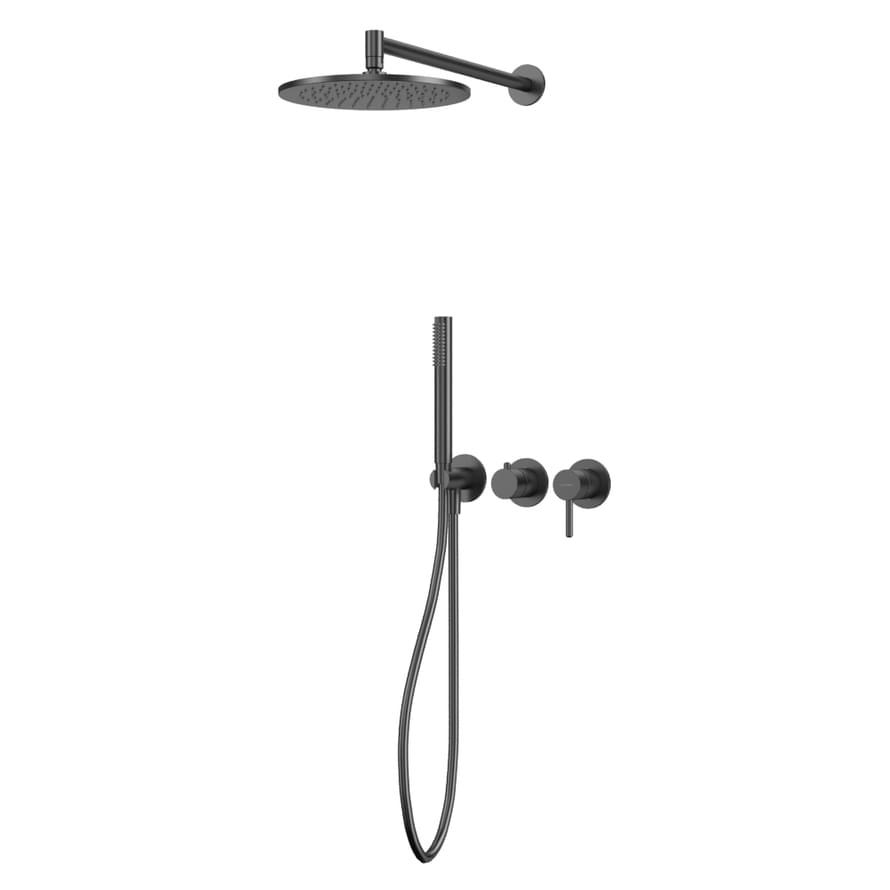 Плитка Whitecross Y Душевая система Y для душа скрытого монтажа с верхним душем 250 мм оружейная сталь  поверхность брашированная