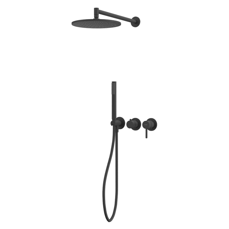 Плитка Whitecross Y Душевая система Y для душа скрытого монтажа с верхним душем 250 мм черный матовый  поверхность матовая