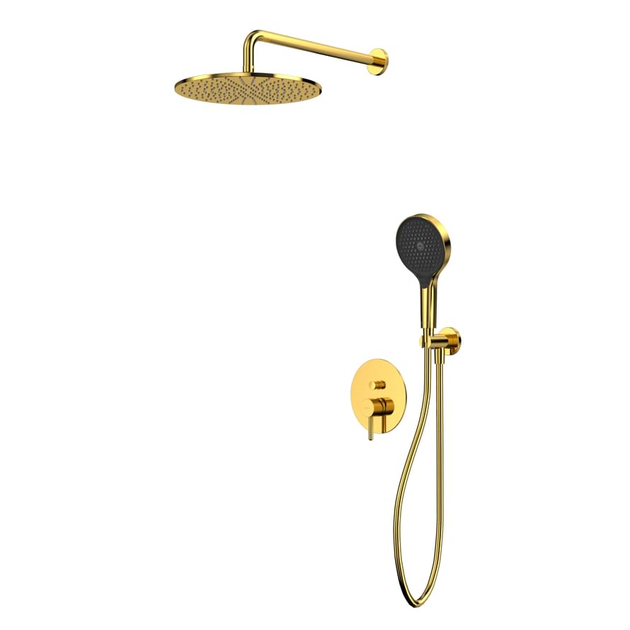 Плитка Whitecross Y Душевая система Y для душа скрытого монтажа с верхним душем 300 мм золото  поверхность глянец