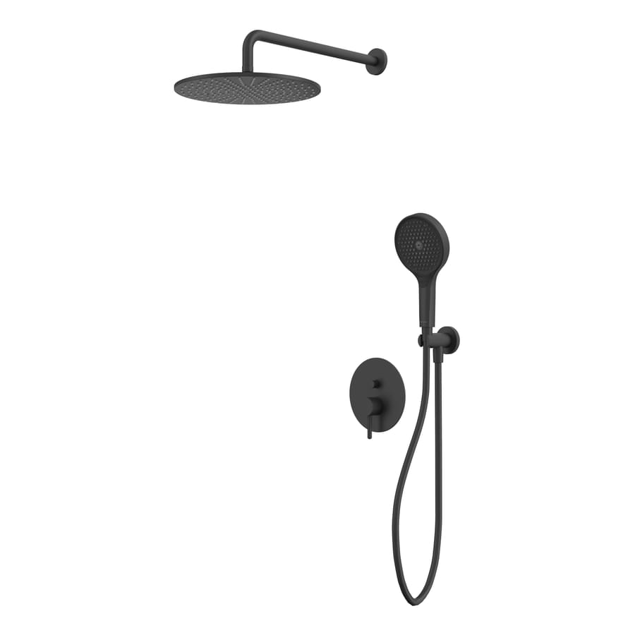 Плитка Whitecross Y Душевая система Y для душа скрытого монтажа с верхним душем 300 мм черный матовый  поверхность матовая