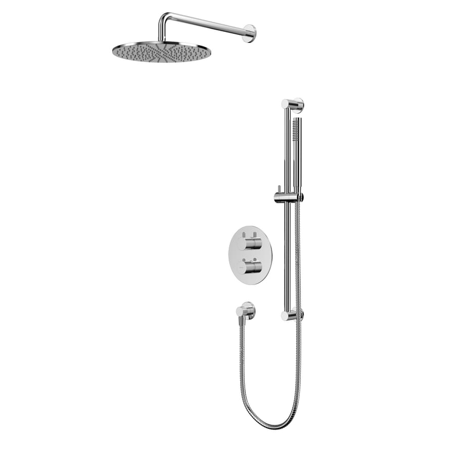 Плитка Whitecross Y Душевая система Y для душа скрытого монтажа с термостатом верхним душем 300 мм и стойкой хром  поверхность глянец