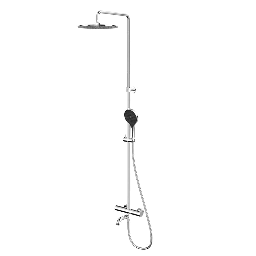Плитка Whitecross Y Душевая система Y с термостатом верхним душем 300 мм и круглой лейкой хром  поверхность глянец