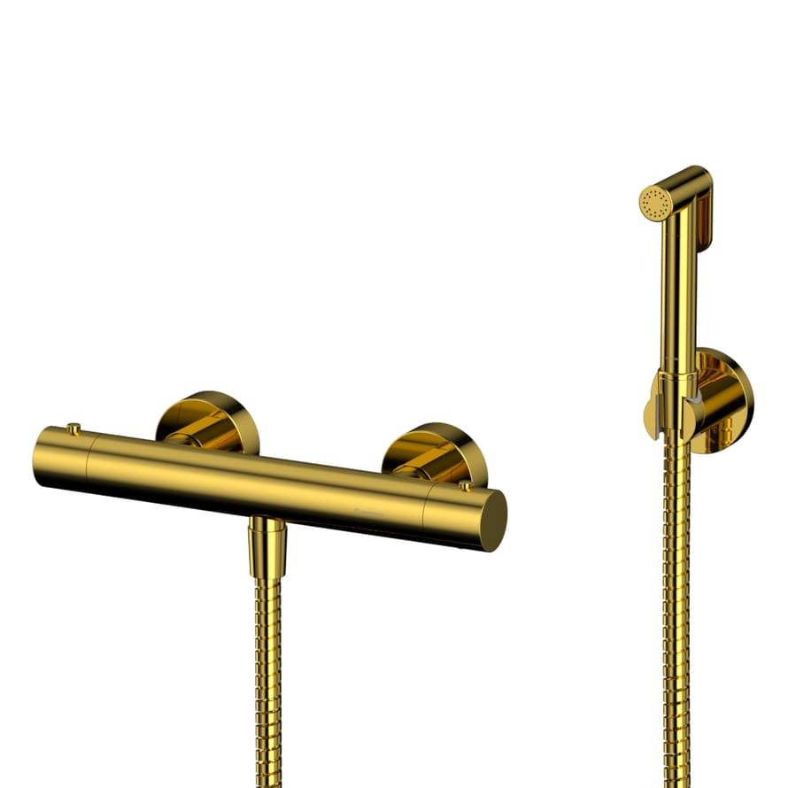 Плитка Whitecross Y Смеситель Y термостат с гигиеническим душем золото  поверхность глянец