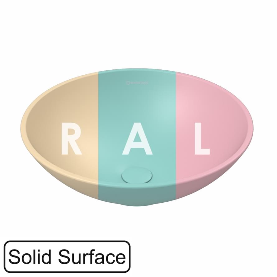 Плитка Whitecross Раковины Раковина накладная JADE D405 мм искусственный камень RAL матовый  поверхность матовая