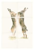 Плитка Winchester Classic Boxing Hares Colour On Off White 38.1x25.4 см, поверхность глянец