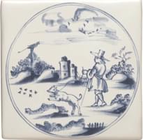 Плитка Winchester Classic Delft Figures In A Landscape Man With Dog 12.7x12.7 см, поверхность глянец