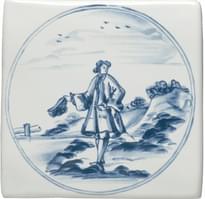 Плитка Winchester Classic Delft Figures In A Landscape Man With Hat 12.7x12.7 см, поверхность глянец