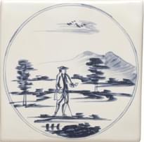 Плитка Winchester Classic Delft Figures In A Landscape Man With Stick 12.7x12.7 см, поверхность глянец