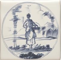 Плитка Winchester Classic Delft Figures In A Landscape Woman With Basket 12.7x12.7 см, поверхность глянец