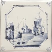 Плитка Winchester Classic Delft River Scenes Ship And Island 12.7x12.7 см, поверхность глянец