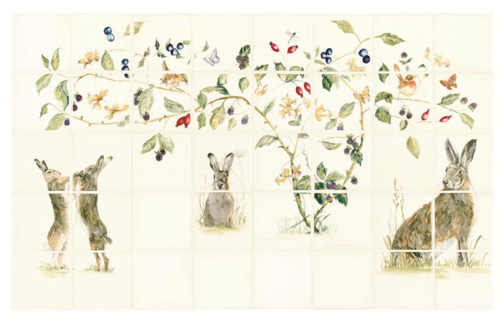 Winchester Classic Family Of Hares Colour On Off White 63.5x101.6
