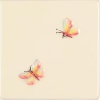 Плитка Winchester Classic Two Butterflies On Off White 10.5x10.5 см, поверхность глянец, рельефная
