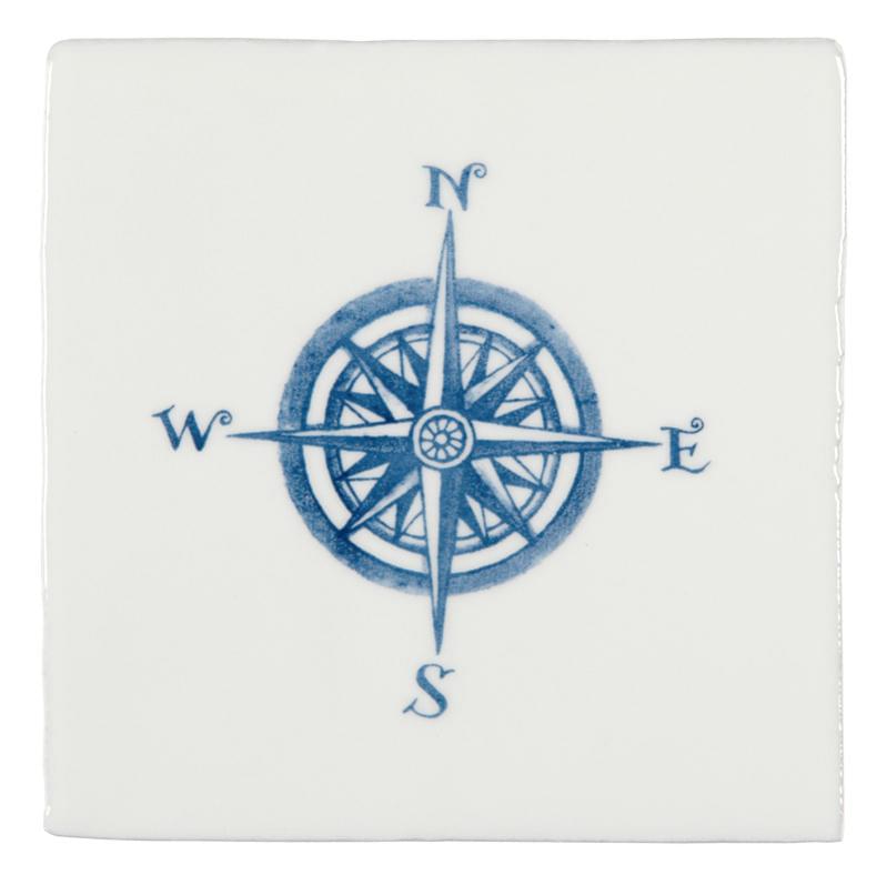 Winchester Residence Compass Blue On Papyrus 13x13