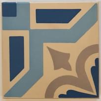 Плитка Winckelmans Simple Colors Decors Encaustic Enc 22 Ivory D.Blue-L.Blue-Grey 10x10 см, поверхность матовая