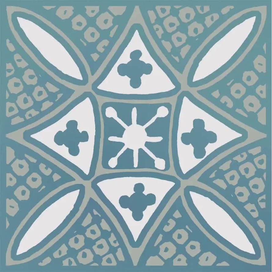 Плитка Керама Марацци Бахия Декор 2 Бирюзовый Глянцевый 9.8x9.8 см, поверхность глянец, рельефная