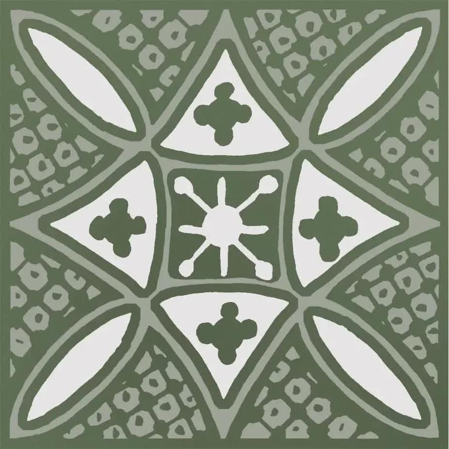 Плитка Керама Марацци Бахия Декор 2 Зелёный Глянцевый 9.8x9.8 см, поверхность глянец, рельефная