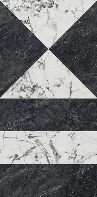 Плитка Керама Марацци Буонарроти Бьянко Неро Белый Чёрный Лаппатированный Обрезной 60x119.5 см, поверхность полированная