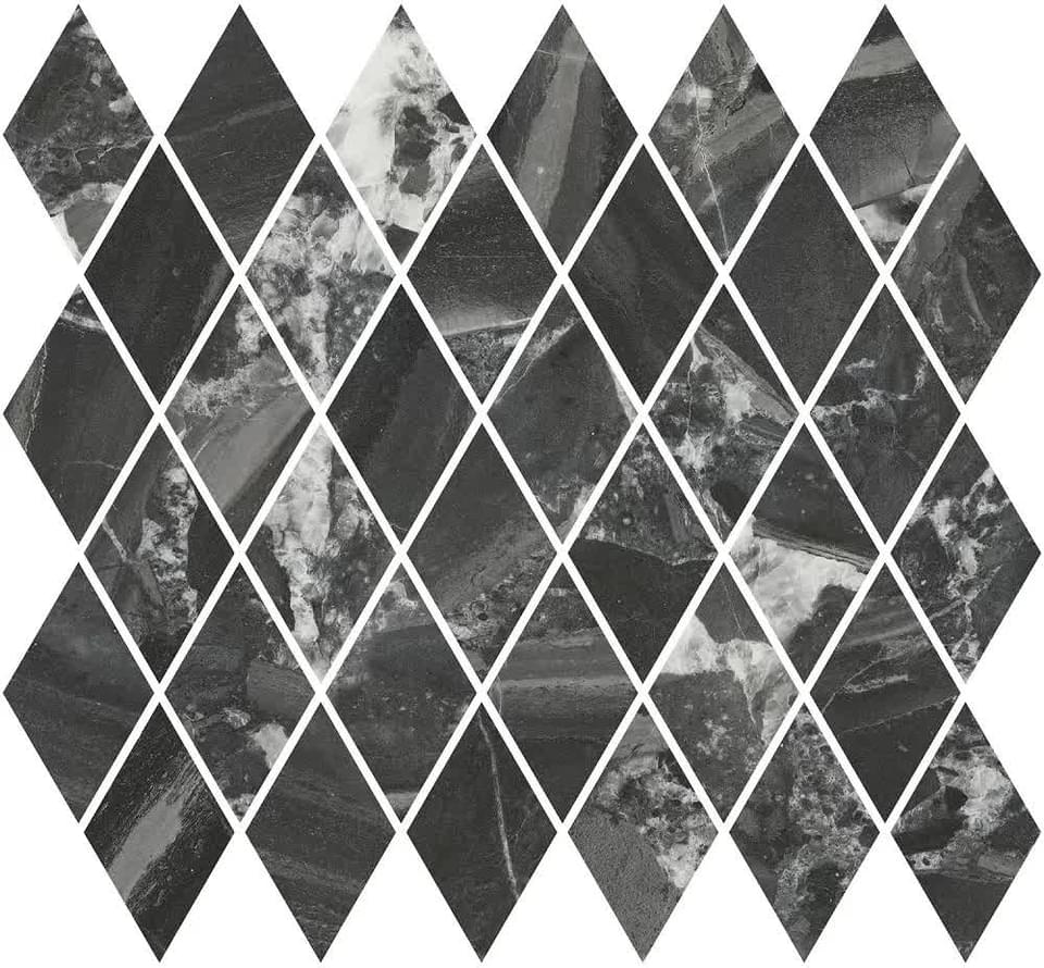 Керама Марацци Риальто Декор Мозаичный Чёрный Глянцевый 35x37.5
