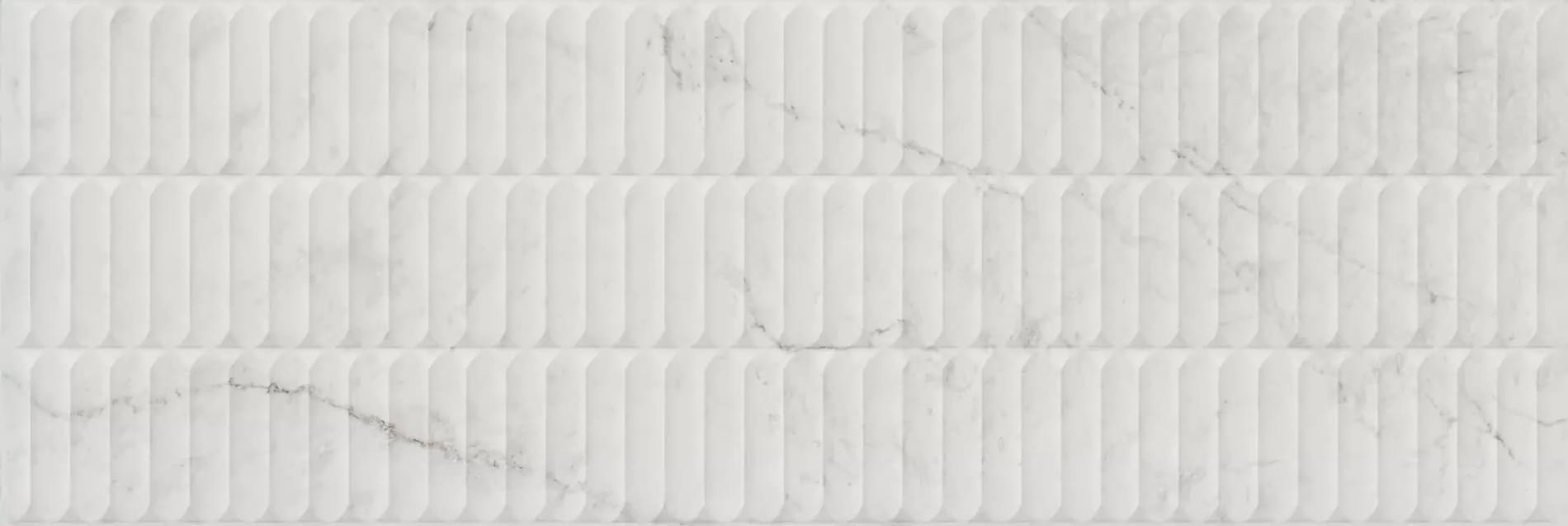 Плитка Керама Марацци Тубкаль Белый Глянцевый Структура Обрезной 30x89.5 см, поверхность глянец, рельефная