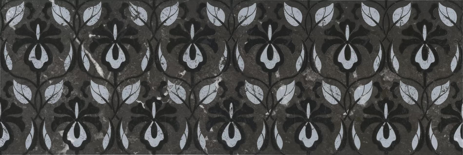 Плитка Керама Марацци Тубкаль Декор Чёрный Глянцевый Обрезной 30x89.5 см, поверхность глянец